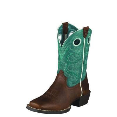 Ariat Crossfire Kahverengi / Turkuaz Western Csizma Çocuk (26957-675)